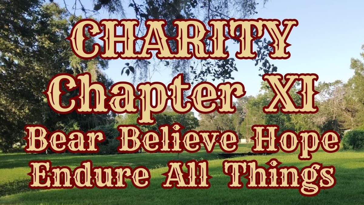 CHARITY BEARETH, BELIEVETH, HOPETH & ENDURETH ALL THINGS: chapter XI