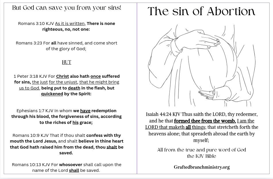 Tract: The sin of Abortion